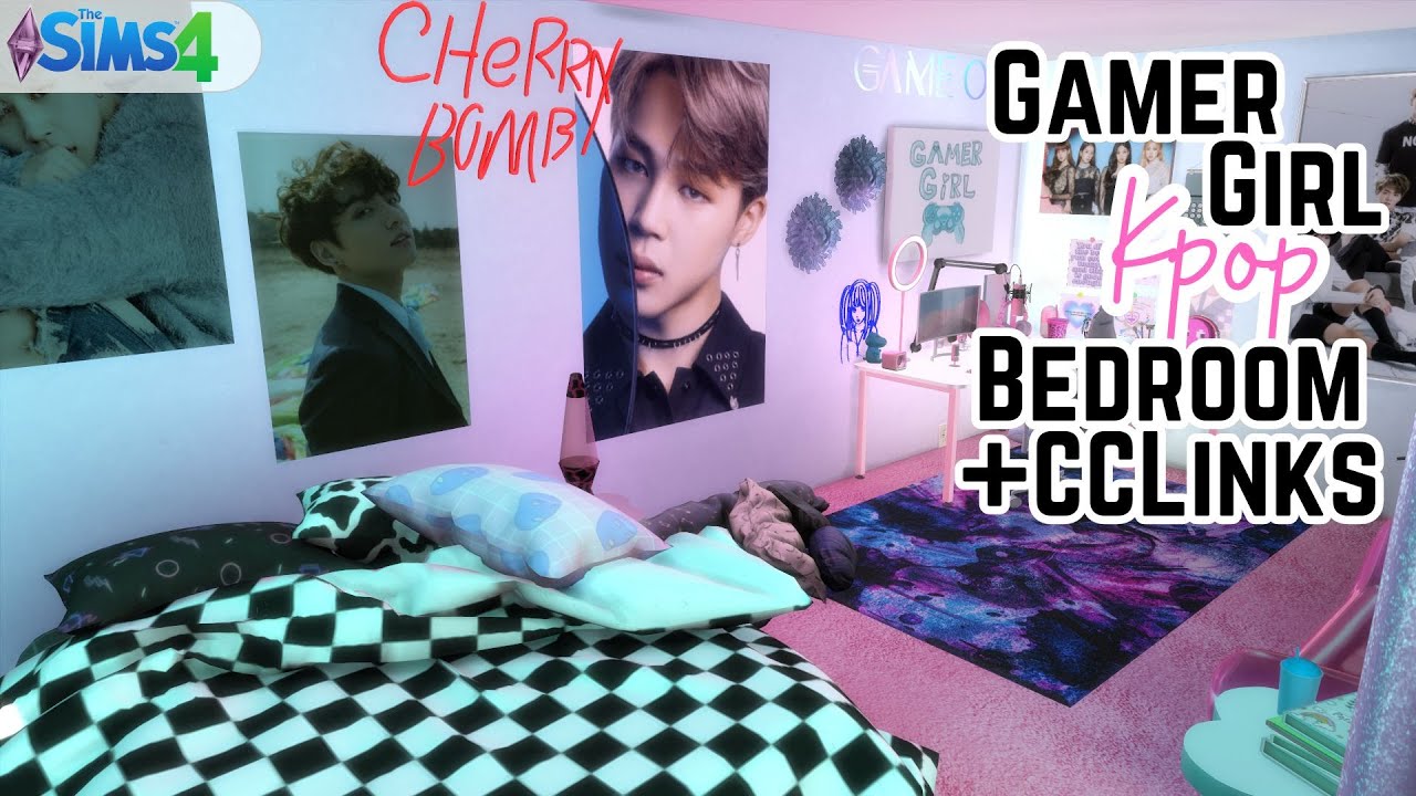 🎮 GAMER GIRL & KPOP BEDROOM | The Sims 4 | Stop Motion | CC Links