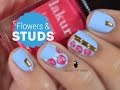 Flowers and Studs Nail Tutorial by The Crafty Ninja