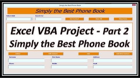 Excel VBA - Phone Book -  Contact Manager - Part 2 Excel 2010