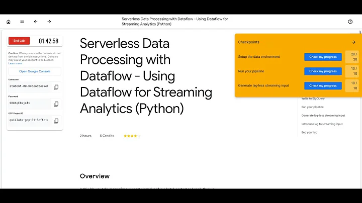 Serverless Data Processing with Dataflow - Using Dataflow for Streaming Analytics (Python)