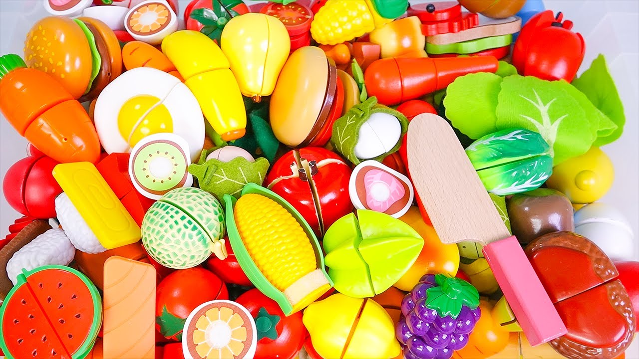 【超大量】おままごと トントン集♪おもちゃ 野菜 果物 カット音 Cutting Fruits and Vegetables ASMR with New Cutting Board Sound