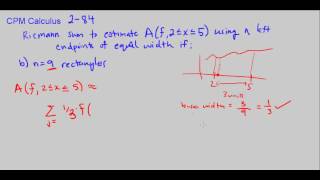 CPM Calculus 2-84 - Riemann sums using n left endpoint rectangles