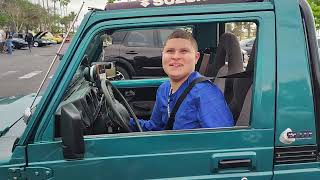 Suzuki Samurai with a built rotary engine, Gregory and his machine....what a cool kid. very proud 😎💯