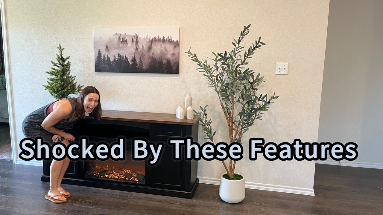 Amazon review of a 70 inch TV stand with built-in electric fireplace 