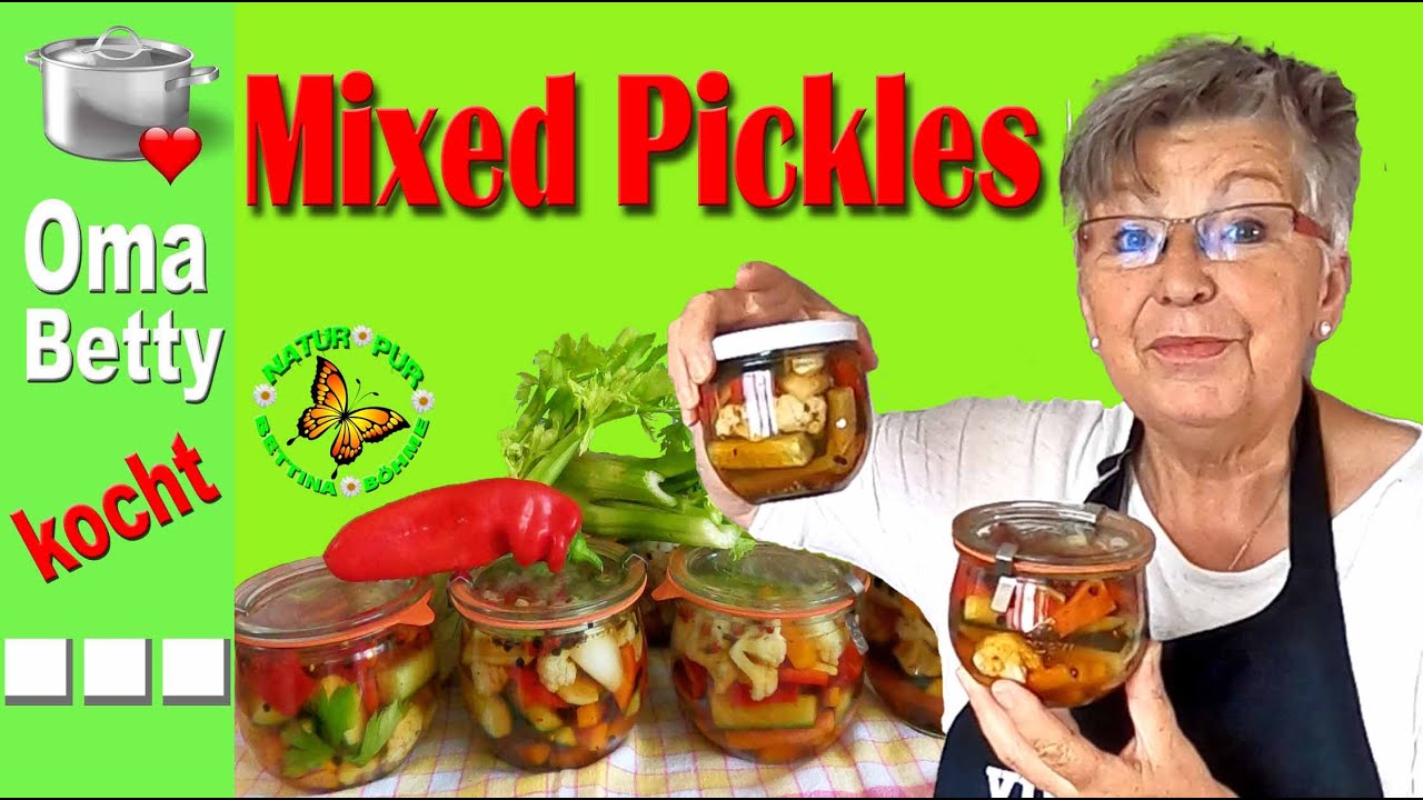 Mixed  Pickles, das herzhaft, saure Grillparty Gemüse, auch zum Einkochen für den Wintervorrat