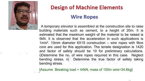 Design of Machine Elements : Wire ropes problem