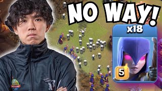 KLAUS USED CRAZY 18 WITCH ATTACK WITH THE WAR ON THE LINE! Clash of Clans eSports