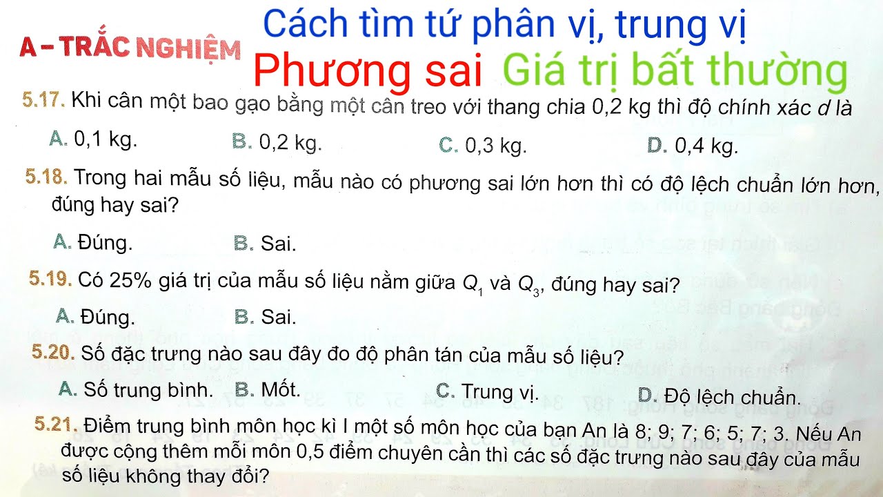 Bài tập cuối CHƯƠNG 5: Các số đặc trưng đo xu thế trung tâm, độ phân tán  (trang 87-88) THẦY THÙY
