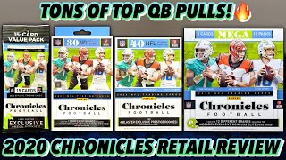 TONS OF TOP QBs! | 2020 Panini Chronicles Football Retail Mega Box, Blaster, Hanger, & Fat Packs
