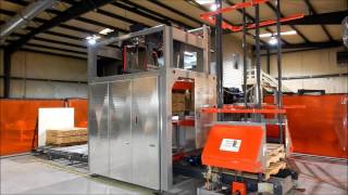 TS300 Board Stacker With Auto Pallet Feeder and Powered Exit
