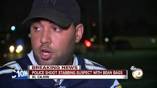 Police shoot stabbing suspect with bean bags