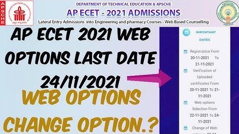 AP ECET 2021 Web options Last Date Latest Update//Web options change option  Update