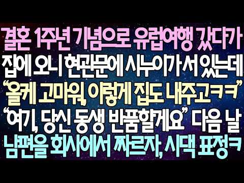 (반전 사연) 결혼 1주년 기념으로 유럽여행 갔다가 집에 오니 현관문에 시누이가 서 있는데 “올케 고마워, 이렇게 집도 내주고” 다음 날, 남편을 회사에서 짜르자, 시모 표정ㅋ