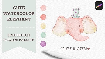 How to Digitally Paint a Cute Watercolor Elephant in Procreate | Create Greeting Cards