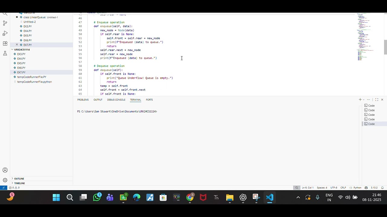 Linked list implementation of stack and queue - YouTube
