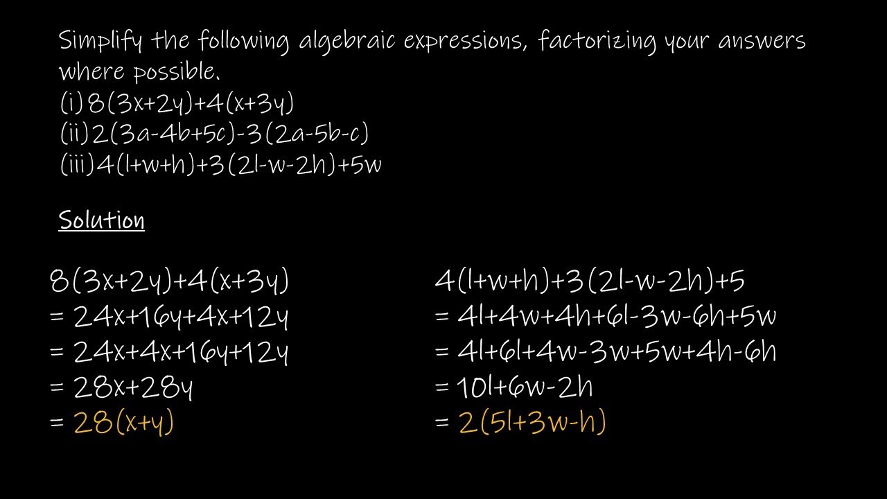 How To Factorise Algebraic Expressions YouTube How To Factorise Algebraic Expressions YouTube