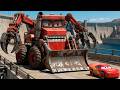 Epic Escape Lightning McQueen vs CONSTRUCTION GRAPPLE DOZER MONSTER TRUCK in BeamNG.Drive