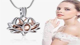 Cremation Jewelry Urn Pendant Necklace with Hollow Urn Cremation Jewelry for Ashes Lotus Flower Shap