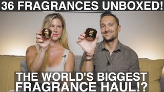 Worlds Biggest Fragrance Haul!? Unboxing   First Impressions of 36 Men's AND Women's Fragrances!