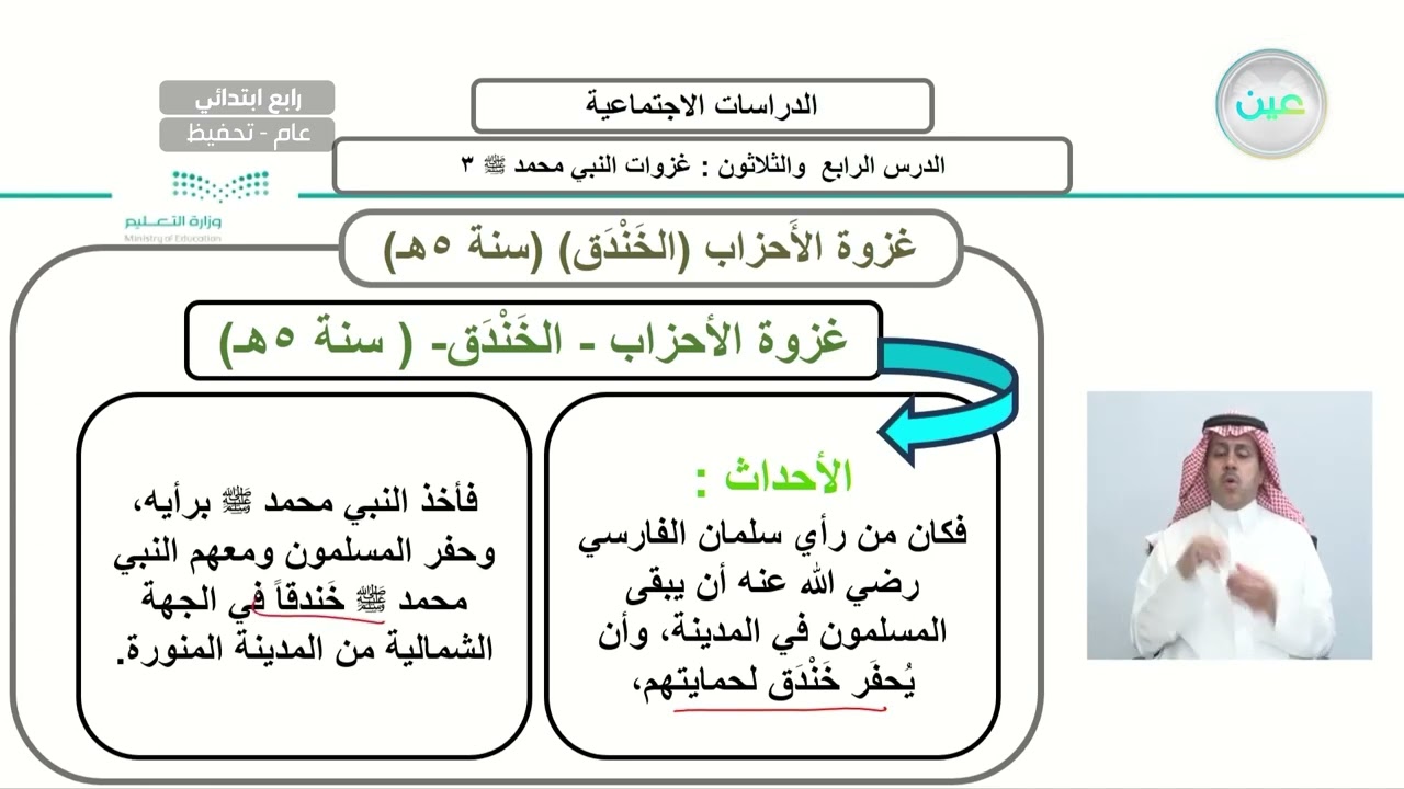 غزوات النبي محمد صلى الله عليه وسلم 3 - الدراسات الاجتماعية - رابع ابتدائي