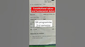 constitutional values and fundamental duties | BA programme exam paper |semester 2 | #solexams