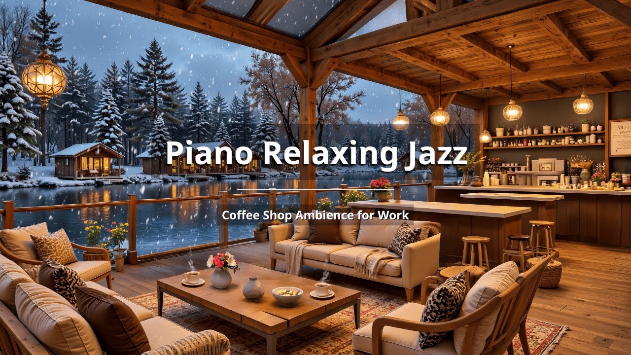 NO ADS | Cozy Coffee Shop Ambience with Soft Jazz Music ⛄ Relax Gently ...