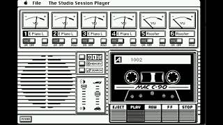 Studio Session - 1002
1002 running in the Player application of Studio Session Music System v2.1u by Bogas Productions (1986), for 68k Compact Macs (e.g. Macintosh Plus era).
Studio Session made use of the free wave form capabilities of the Sound Driver. What made it extra special was that it could play up to 6 instruments at once, beating the standard capability of the Macintosh, which could play only 4 wave forms. Perhaps the sounds were pre-mixed together in memory as they were being played back.
Its running on a mini-vMac emulator for PC in this video. Studio Session - 1002