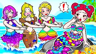 [🐾paper dolls🐾] Broke Rapunzel vs Rich Friend and Magic Mermaid | Rapunzel Family