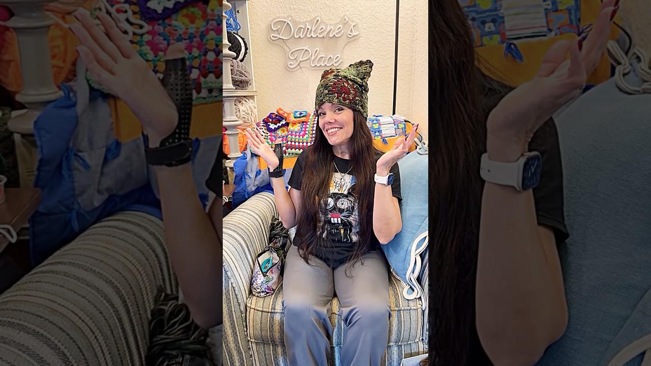 Вязание крючком | Шапка-бини в виде кошачьих ушек из бабушкиных квадратов 