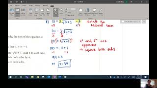 Pre-Calculus 11 - Lesson 2.5 - Solving Radical Equations Algebraically
