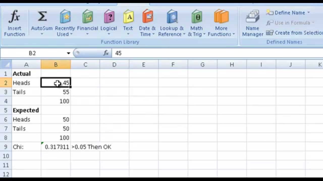 Chi Squared Test in Excel - YouTube
