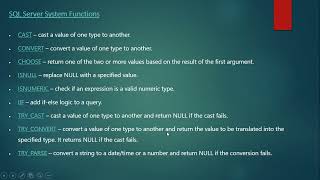 system and conversion functions in Sql server