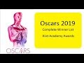 Oscars 2019 Complete Winner List  I 91st Academy Awards