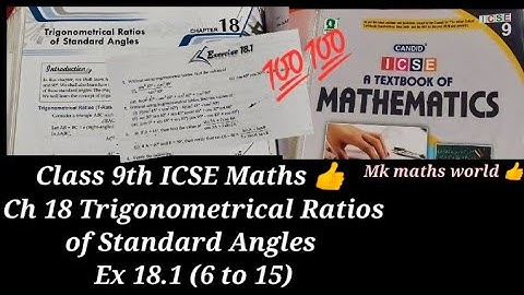 Class 9th ICSE Maths Ch 18 Trigonometrical Ratios of Standard Angles👍Ex 18.1(6 to15) easy explained