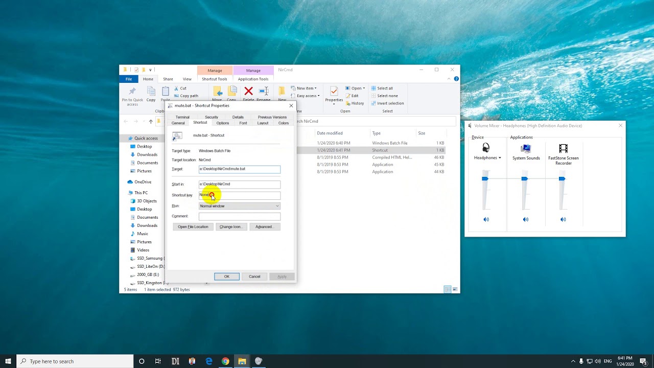 Muteunmute Sound Using A Keyboard Shortcut Nirsoft Nircmd Youtube