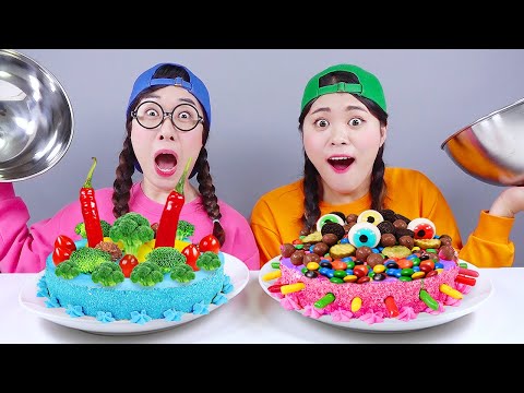 M M S Cake Vs Fruits Cake Ice Cream Challenge 아이스크림 케이크 챌린지 DONA 도나 