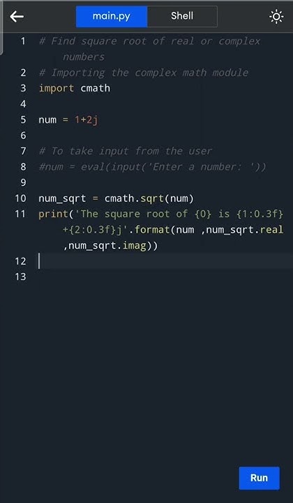 #python 5.Square root for real or complex nos sqrt() function in cmath ...