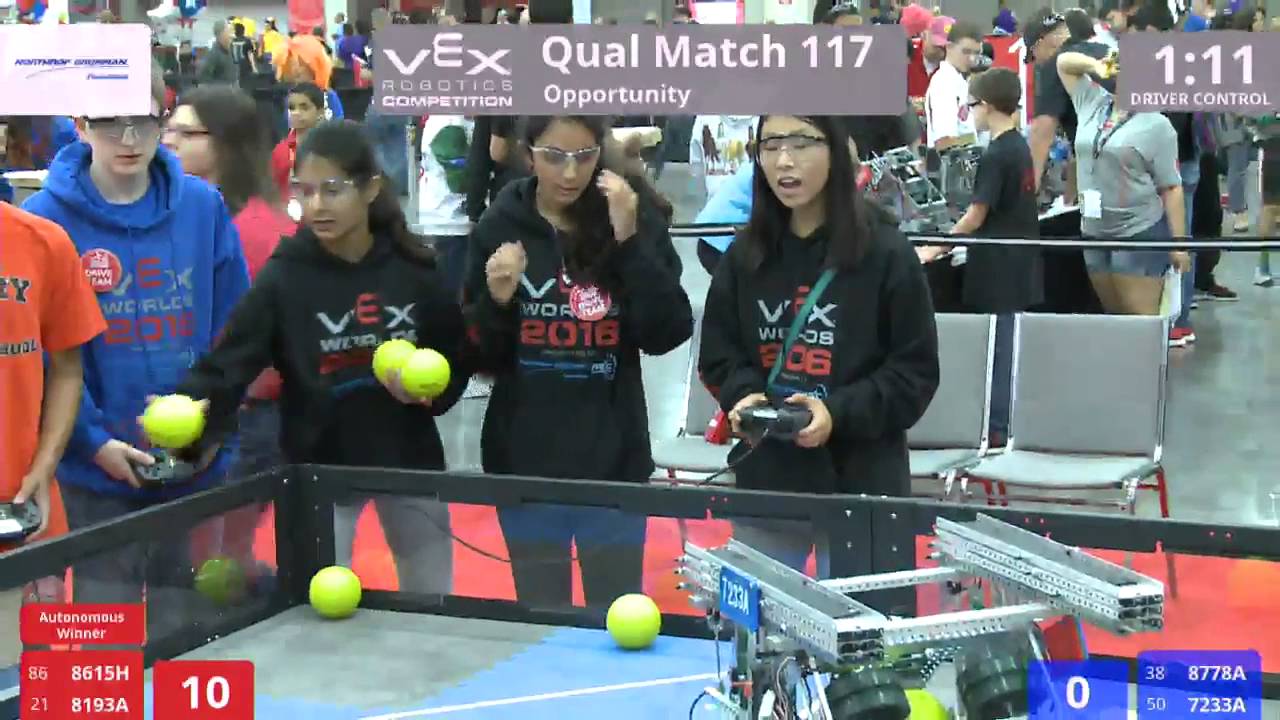 VEX Worlds 2016 - VRC Middle School - Opportunity - Qual 117 (8615H 8193A) 218 vs 79 (8778A 7233A)
