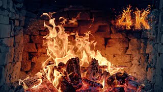 Relaxing Night with Cozy Fireplace (3 HOURS) 🔥 Relaxing Fireplace Burning 4K & Crackling Fire Sounds