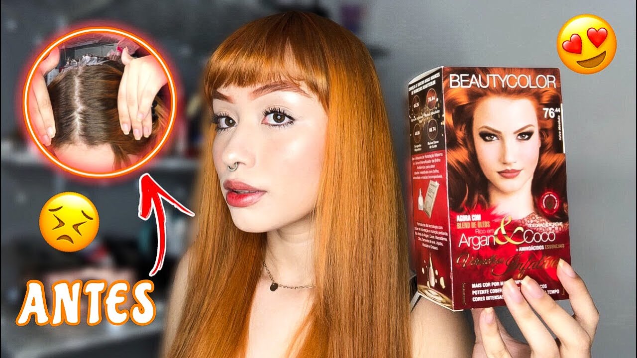 RETOCANDO MEU CABELO RUIVO EM CASA (BEAUTYCOLOR 76.44)