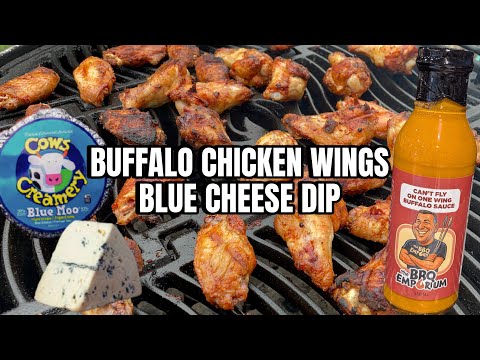 Grilled Buffalo Chicken Wings + Blue Cheese Dip