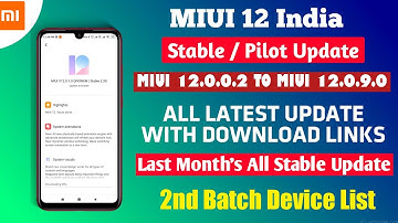 MIUI 12.0.1.0 TO MIUI 12.0.9.0 INDIA STABLE ROLLOUT | MIUI 12 OFFICIAL 2ND BATCH SUPPORTED LIST,MIUI
