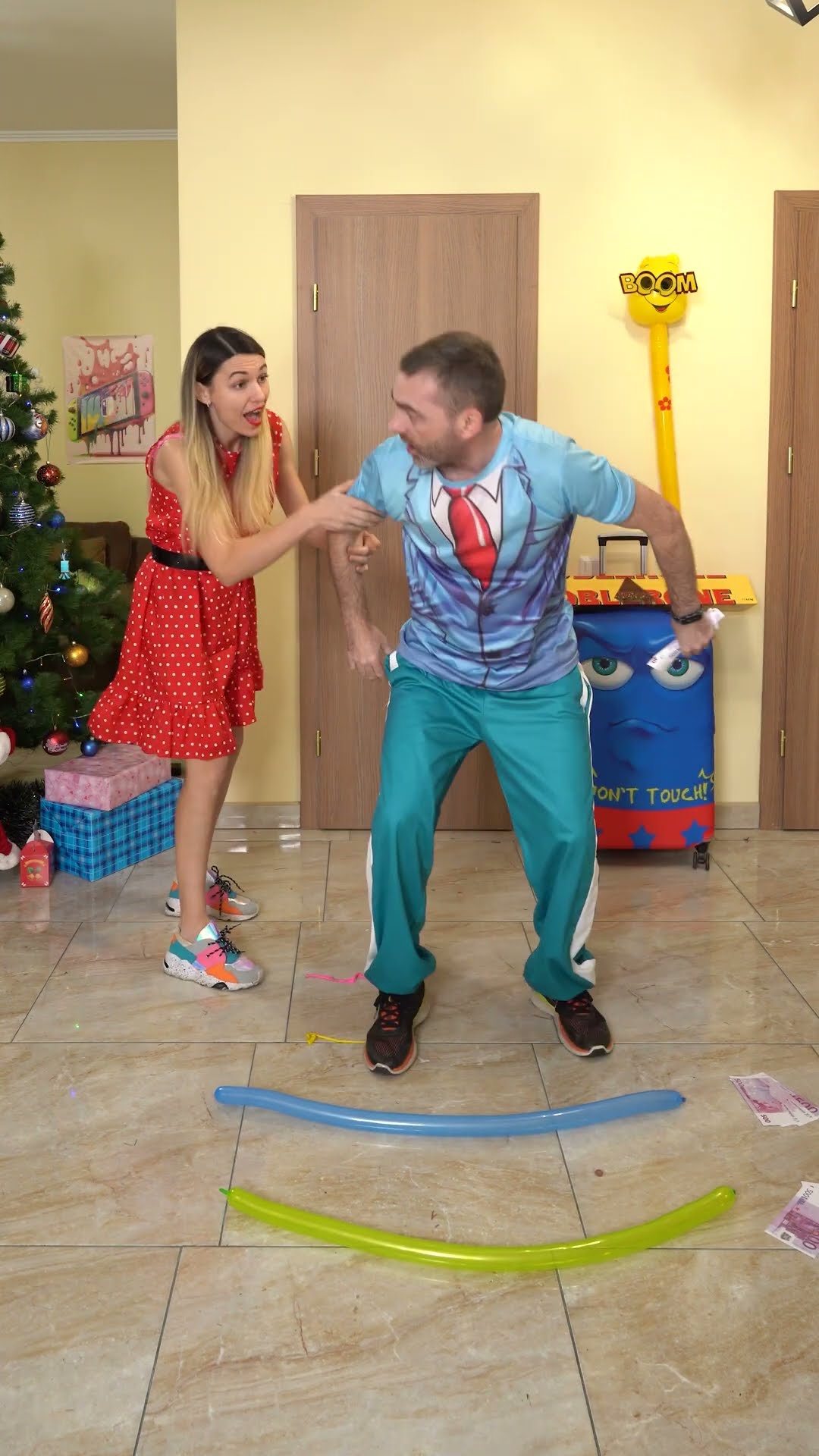Funny Show of Stepping on Balloons