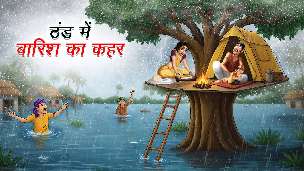 ठंड में बारिश का कहर | THAND ME BARISH KA KAHAR | HINDI KAHANI | CARTOON STORY | HINDI STORIES