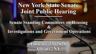 NYS Senate Joint Public Hearing on the Enforcement of Housing and Building Codes - 01\/23\/20