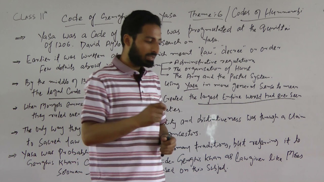 11th Humanities / History /Theme 5/ Topic Code of Genghis Khan Yasa