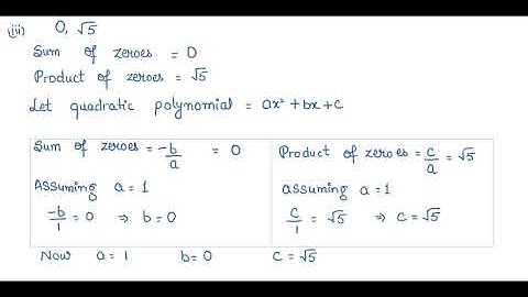 Find a quadratic polynomial each with given numbers as sum and product of its zeroes (i)  1/4 , -1