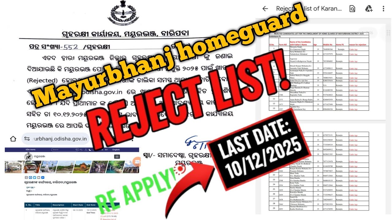 Mayurbhanj homeguard reject list 2025🥷🥷