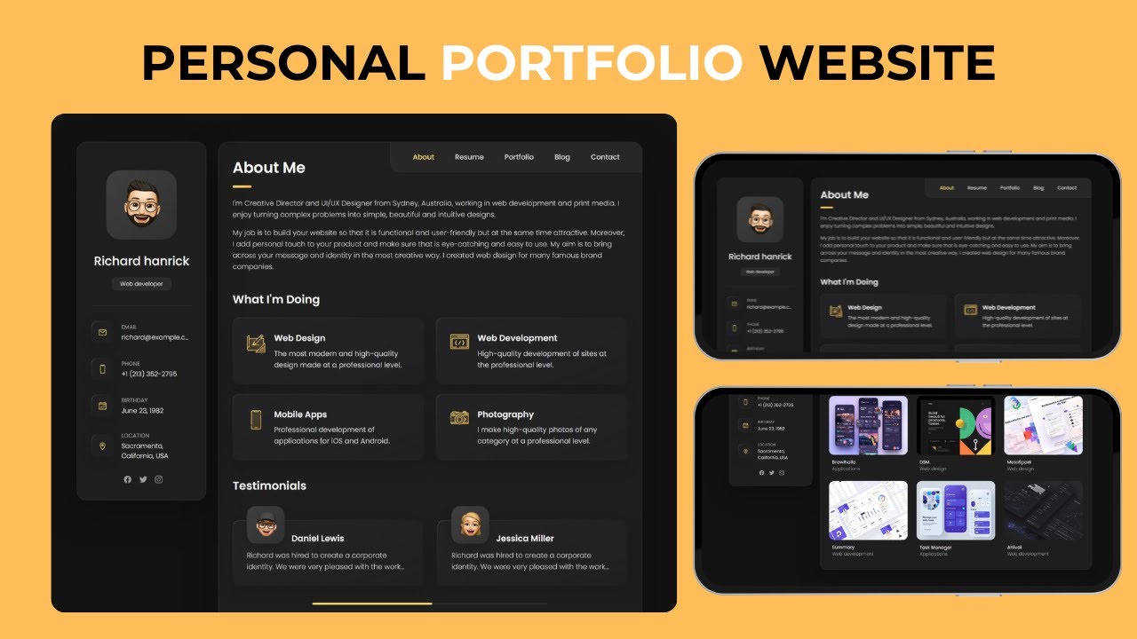 Personal Portfolio Website Using HTML , CSS & JavaScript - YouTube