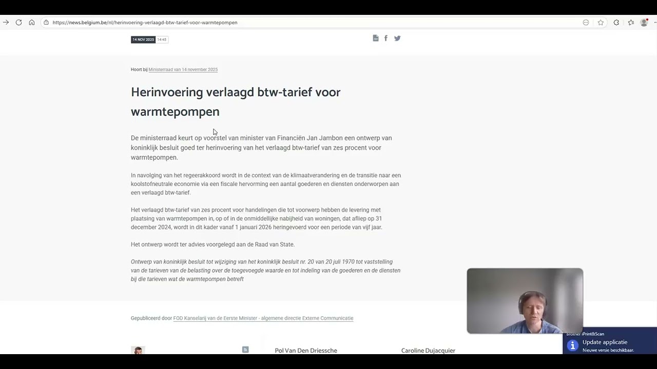 Stel je warmtepomp aankoop uit tot 2026. De 6% BTW komt er aan voor woningen jonger dan 10 jaar.